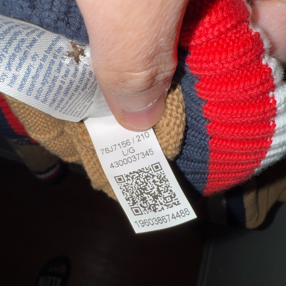 Tommy Hilfiger Tan Cardigan with Striped Hem - Picture 4 of 5